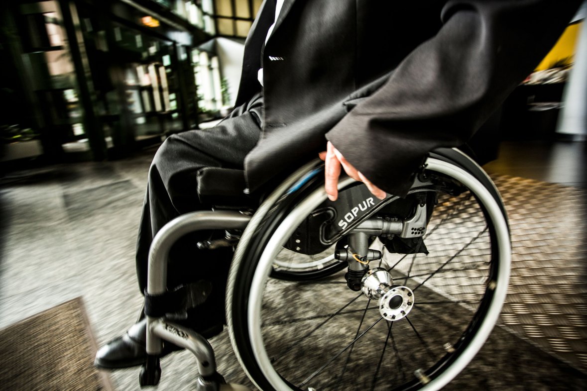 Young man in wheelchair